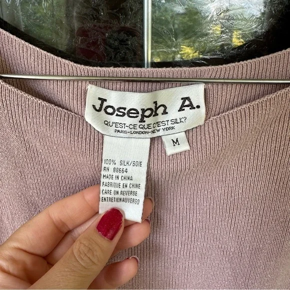 Joseph A. Vintage 100% silk cropped ribbed lavender purple tank top medium - Picture 3 of 5